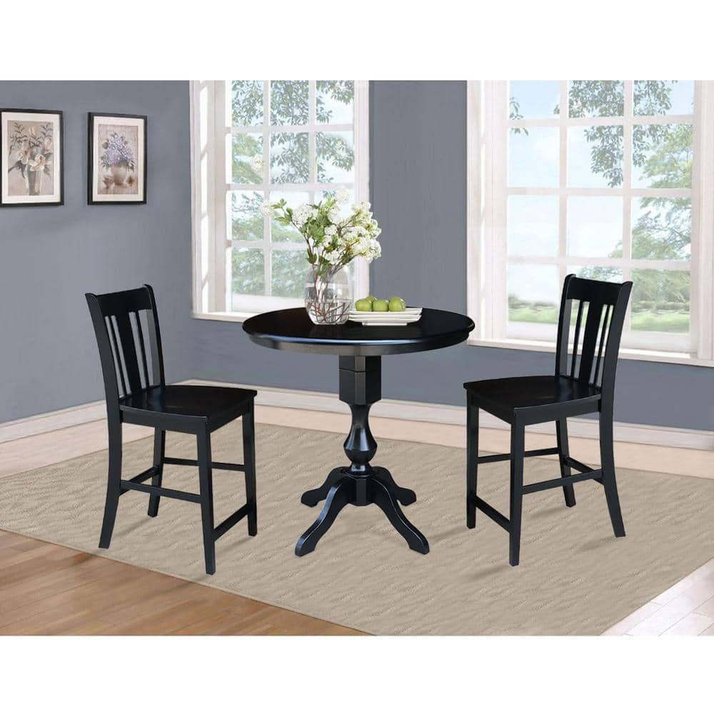 San Remo Solid Wood 24" Black Counter Height Stool