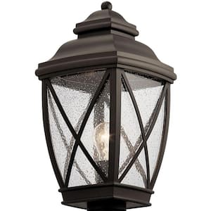 Tangier 1-Light Olde Bronze Aluminum Hardwired Waterproof Outdoor Post Light with No Bulbs Included (1-Pack)