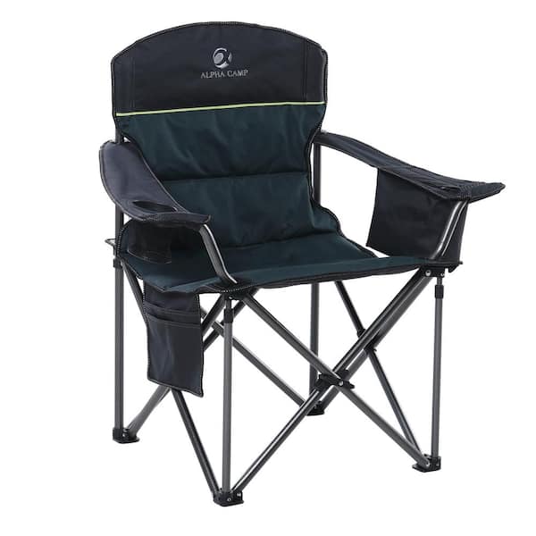 PHI VILLA Oversized Folding Camping Chair With Cooler Bag Thicken Padded Chair Heavy-Duty