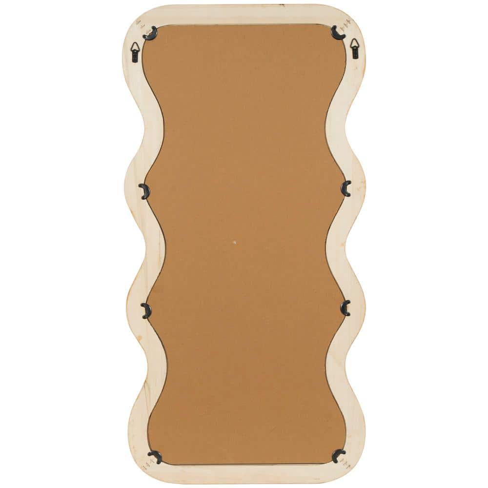 Wavy Poplar Wood Asymmetrical Wall Mirror in Natural Brown