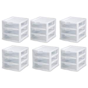 0.2 Gal. 3-Drawer 7.25 in. x 6.875 in. Small Compact Countertop Desktop-Storage Unit (6-Pack)