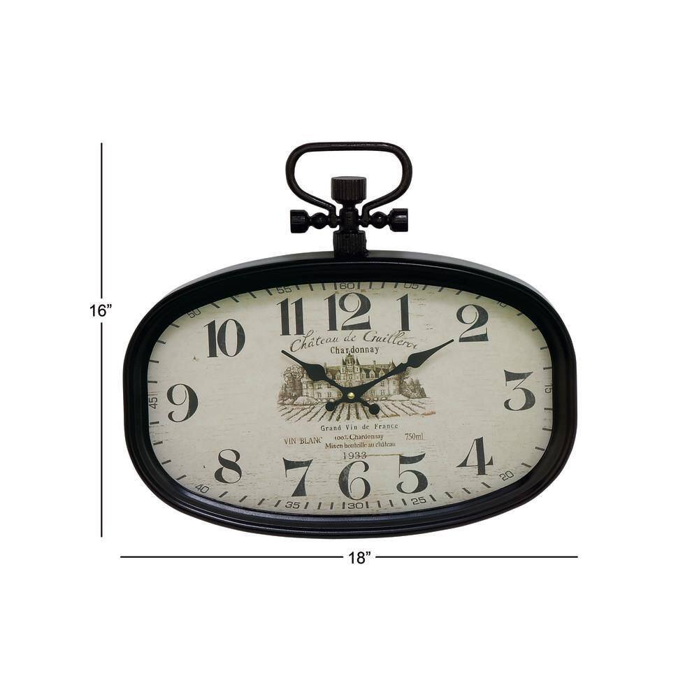 Vintage Black and White Oval Metal Wall Clock