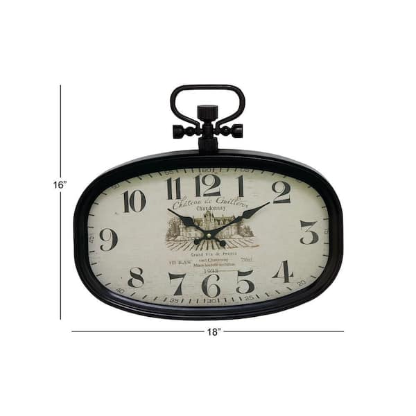 18 in. x 16 in. White Metal Pocket Watch Style Wall Clock