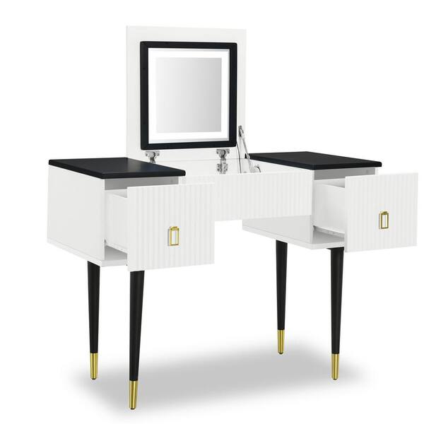 43.3 Modern Vanity Table Set With Flip-up Mirror, Led Lights And