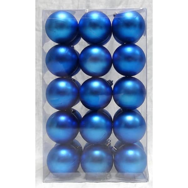 Home Accents Holiday Holiday Traditions 2.3 in. Matte Shatterproof Ornament in Blue (30-Count)