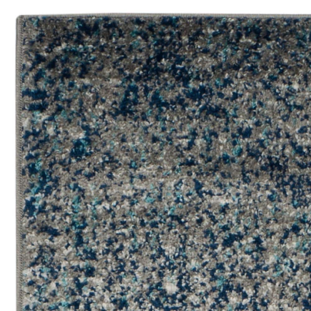 Navy and Silver Synthetic 26" Easy-Care Hand-Knotted Rug