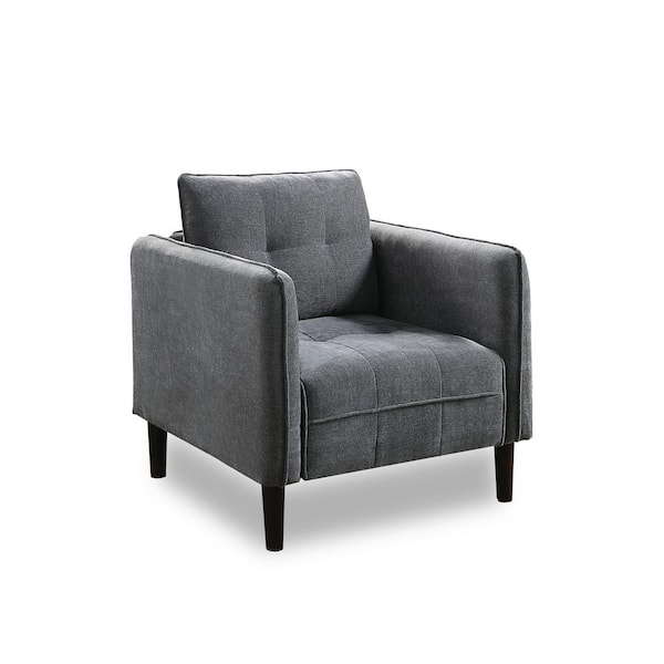 Furniture of America Arbusto Dark Gray Chenille Upholstered Arm Chair and Care Kit