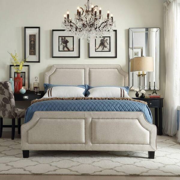 HomeSullivan Plaza Linen Full-Size Upholstered Bed in Oatmeal