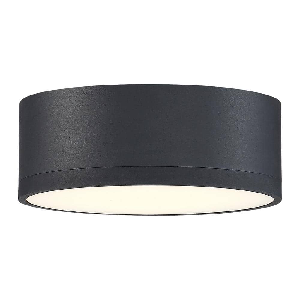 Black Aluminum LED Drum Flush Mount Light