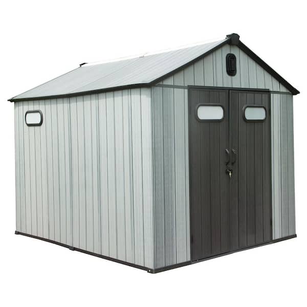 8 ft. W x 10 ft. D Outdoor Resin Storage Shed with Double Door (80 sq. ft. )