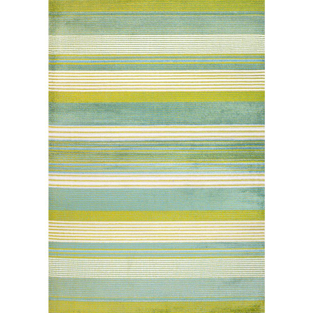 Duxbury Green and Blue Gradient Striped Synthetic 5' x 8' Area Rug