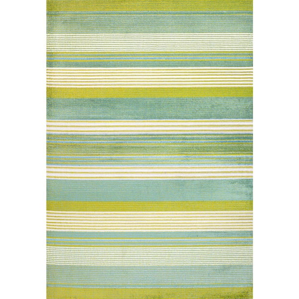 Duxbury Green/Blue 5 ft. x 8 ft. Gradient Ticking Striped Area Rug