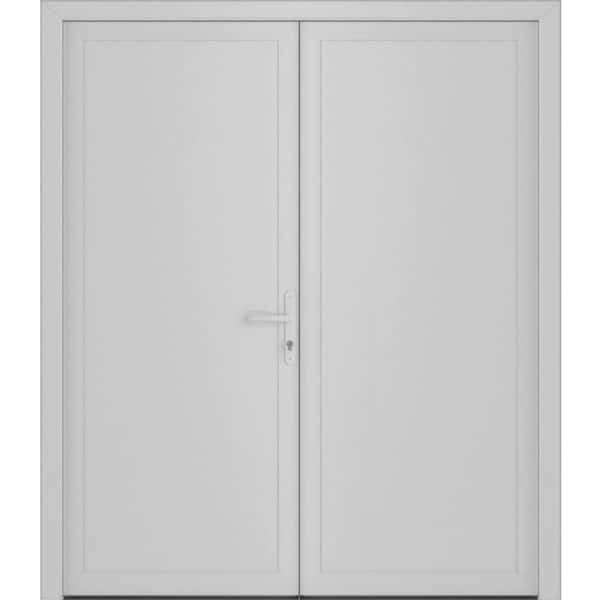 72 in. x 80 in. Left-hand/Inswing Frosted Glass White Silk Doouble Steel Prehung Front Door with Hardware
