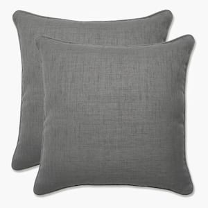 Solid Grey Square Outdoor Square Throw Pillow 2-Pack