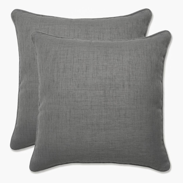 Pillow Perfect Solid Grey Square Outdoor Square Throw Pillow 2-Pack