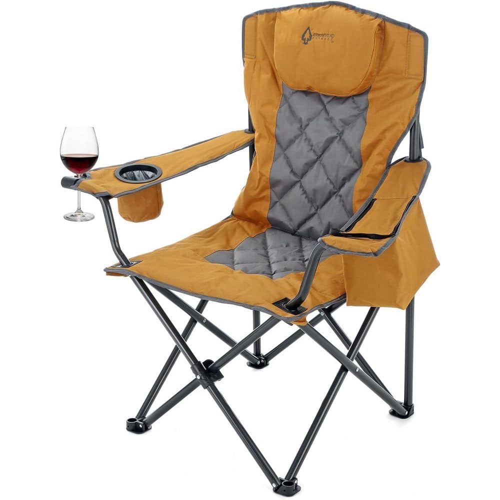 ARROWHEAD OUTDOOR KKS0335U Workwear Tan Foldable Camping Chair With 6 Can Cooler KKS0335U - The Home Depot