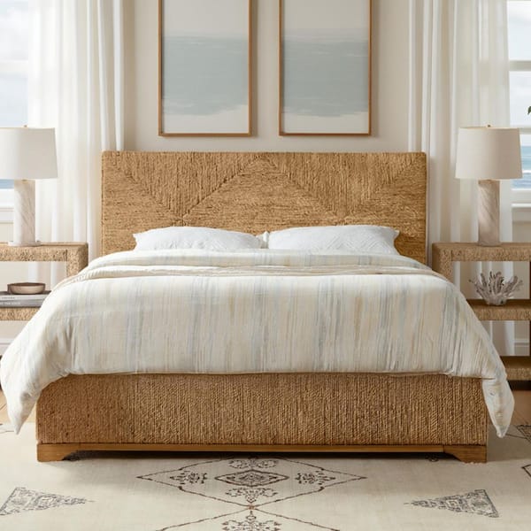 Melosia Yellow Coastal Wood Frame King Platform Bed