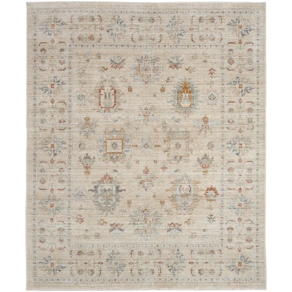 Nourison Oases Ivory Beige 9 ft. x 11 ft. Distressed Traditional Area Rug