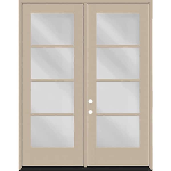 Legacy 72 in. x 96 in. Icon 4L Modern Clear Glass Sandstone RHIS Fiberglass Double Prehung Front Door w/ 6-9/16 in. Jamb