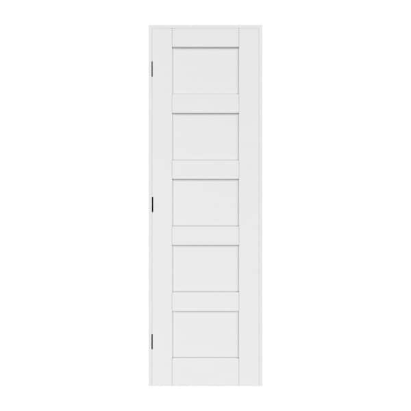 24 in. x 80 in. Paneled Blank 5-Lite Right Handed White Solid Core MDF Door Kit with Quick Assemble Jamb