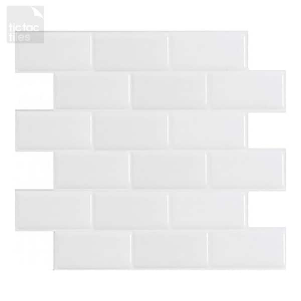 Subway White 12 in. W x 12 in. H Peel and Stick Self-Adhesive Decorative Mosaic Wall Tile Backsplash (10 Tiles)