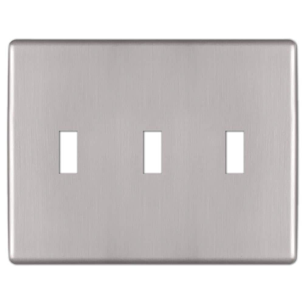 Brushed Nickel Triple Toggle Steel Wall Plate