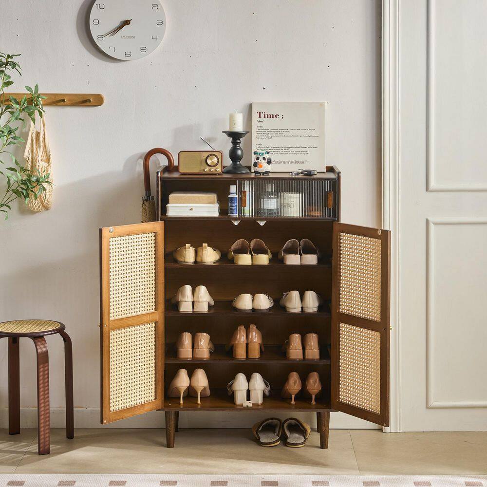 Ventilated Bamboo Shoe Storage Cabinet 5-Tier Entryway Organizer with Rattan Doors price history on PriceWatchPro