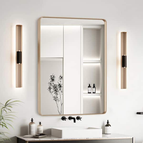 22 in. W x 30 in. H Rectangular Aluminum Framed Explosion-proof Wall Bathroom Vanity Mirror in Brushed Nickel