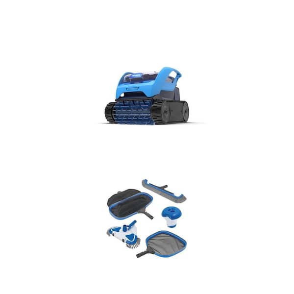PLSHD Manual Cleaning Kit and Pixel Cordless Robotic Pool Vacuum Combo for Above/In Ground Pools