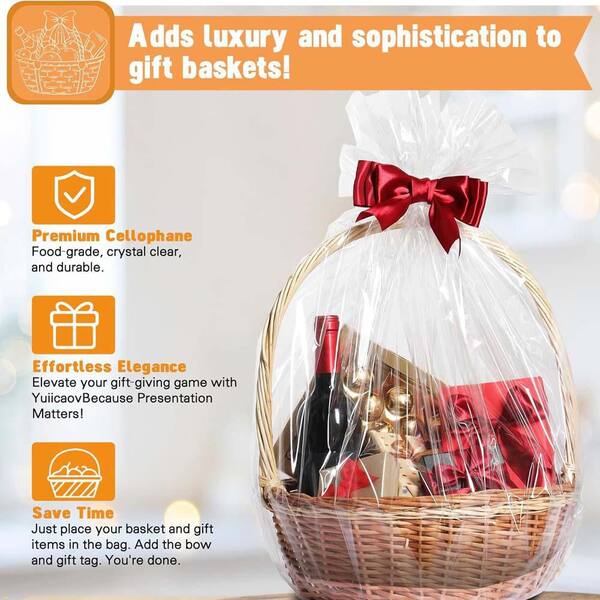 Dark Blue 2Pack Designer Cello Bags / Tags / Bows Cellophane Jumbo Gift Basket Packaging Bags Flat 30 X 40