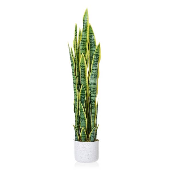 3  ft. Tall Fake Snake Plant in Pot, Large Potted Artificial Sansevieria Mother in Law Tongue Plant No Assembly Required