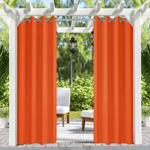 50 in. x 84 in. Outdoor Grommet Curtain for Patio Porch Gazebo Cabana, Orange(1 panel )