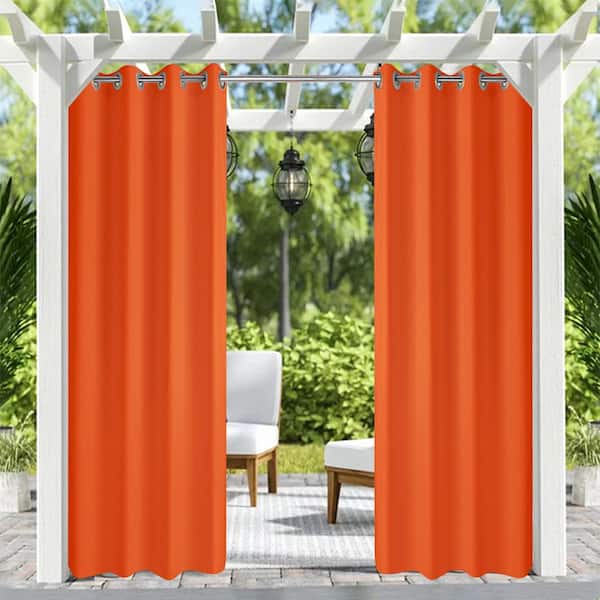 Pro Space 50 in. x 84 in. Outdoor Grommet Curtain for Patio Porch Gazebo Cabana, Orange(1 panel )
