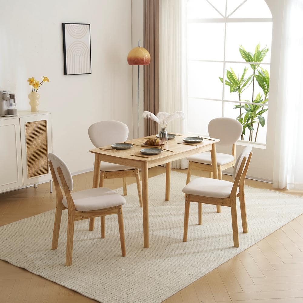 テーブル・チェア・ハンモック RWS0043AG WOOD PANEL TABLE Karl home 5-Pieces, 1-Table 4-Chairs, Rectangular, Raw Wood Colour
