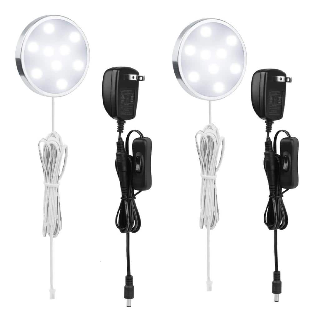 High Quality Plug-in 1-Light Cool White Integrated LED Under Cabinet Puck L