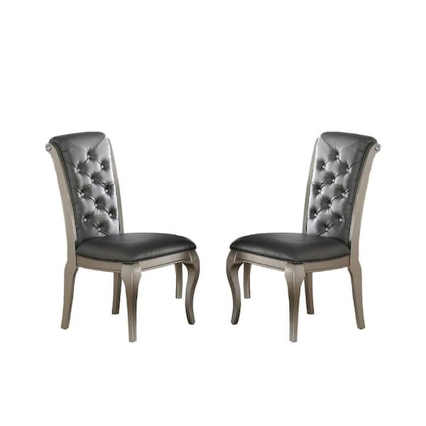 silver faux leather dining chairs