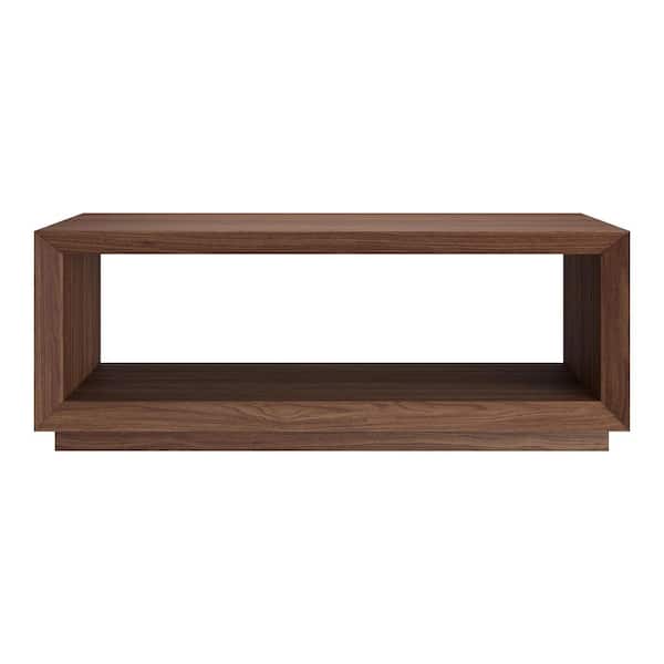 Evie 47.5 in. Satin Walnut Rectangle MDF Top Coffee Table