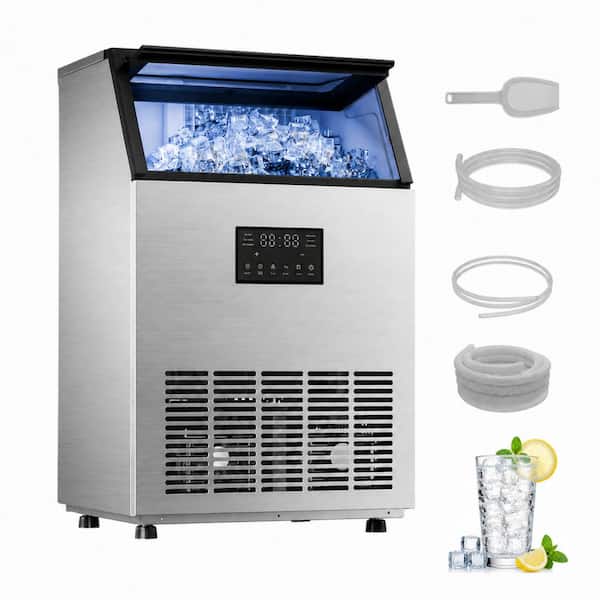 18.9 in. 120 lb./24H Full Size Cubes Freestanding/Built-In Ice Maker in Stainless Steel with Dual Water Supply Options