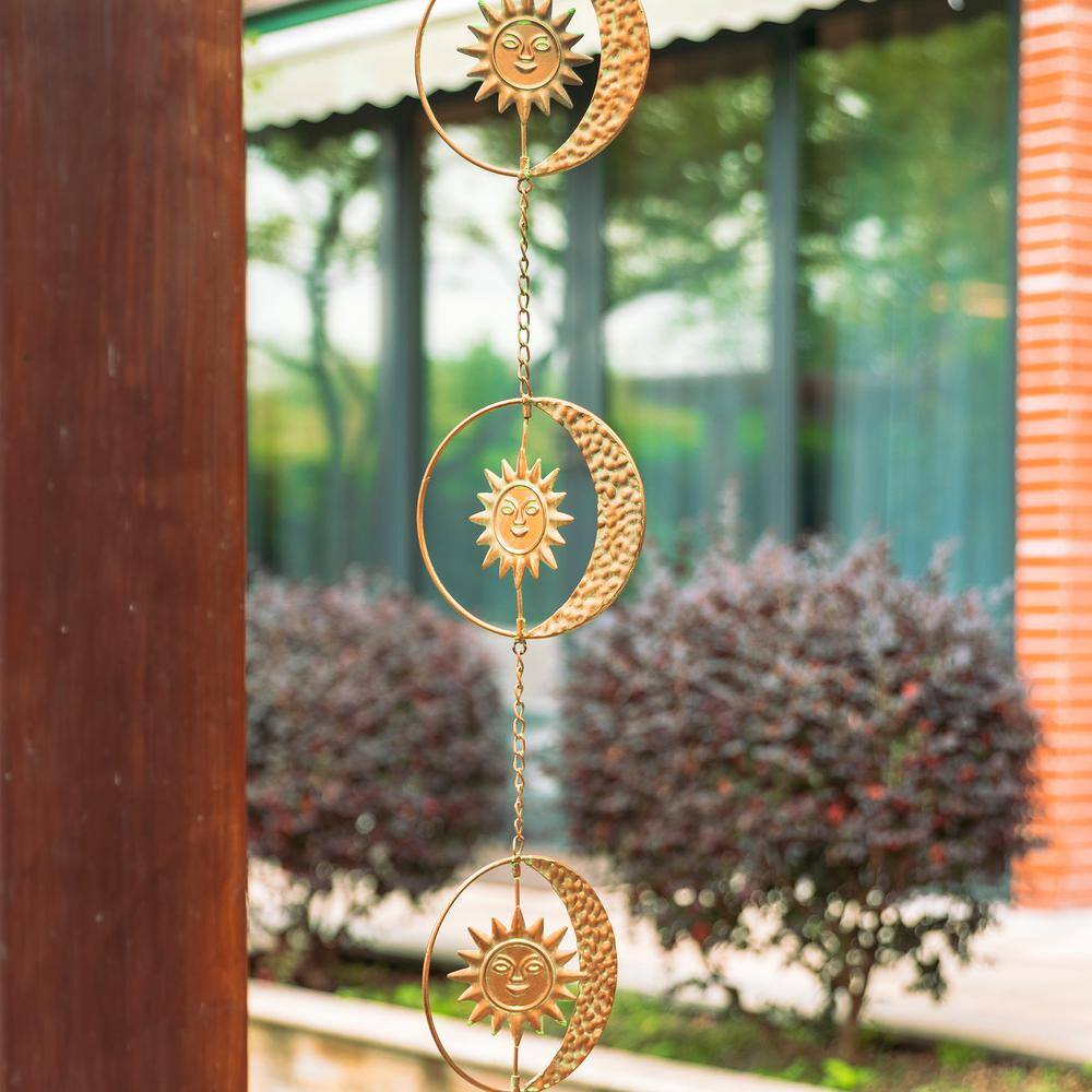 8.5ft Faux Copper Patina Sun and Moon Rain Chain