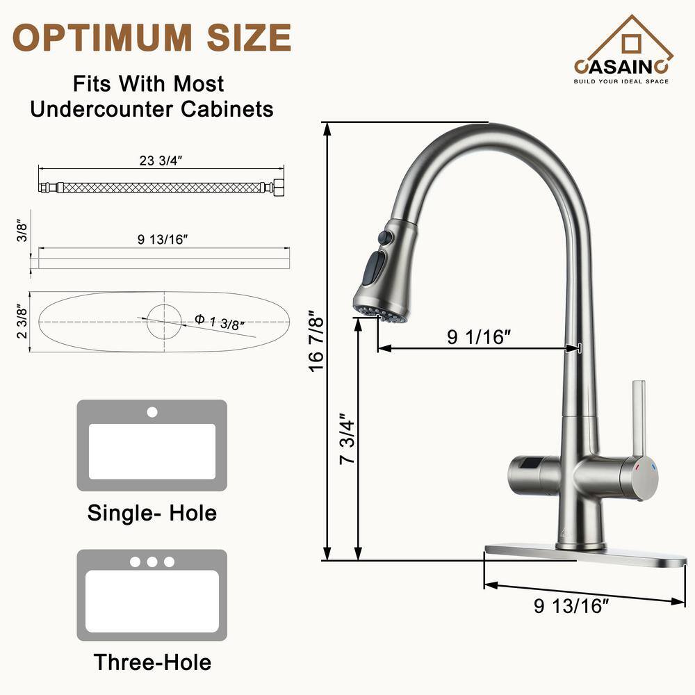 Matte Black Pull-Down Kitchen Faucet with Digital Display