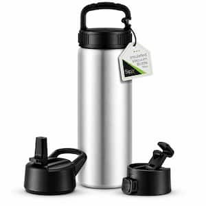 25 oz. White Stainless Steel, Insulated Water Bottle with 3 Lids