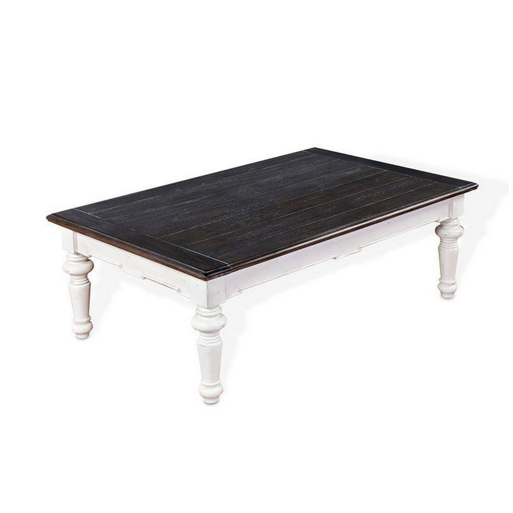 Kiyan 32 in. White Rectangle Mahogany Wood Coffee Table