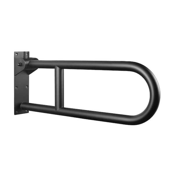 29.5 in. Flip-Up Toilet Safety Rail Grab Bar, Supports 350 lbs. for Elderly, Disabled and Seniors in Matte Black