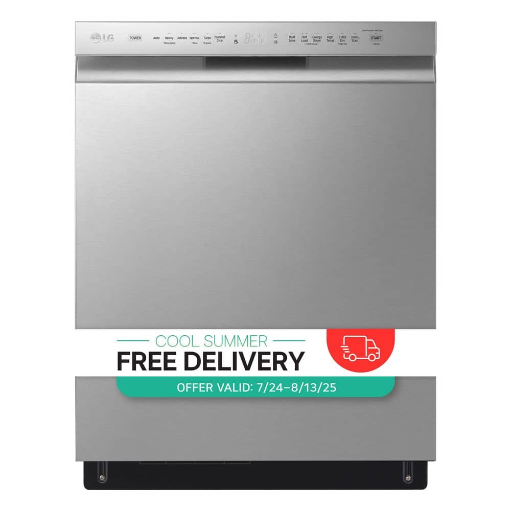 LG 24 in. PrintProof Stainless Steel Front Control Dishwasher with QuadWash, 3rd Rack & Dynamic Dry, 48 dBA