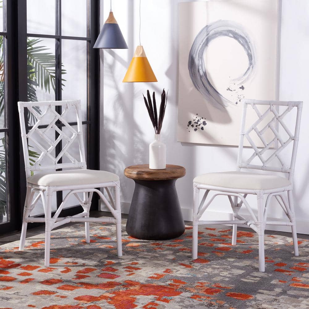 SAFAVIEH Bhumi White Side Chair ACH6509A-SET2 - The Home Depot