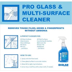 32 oz. Ammonia-Free Pro Glass Cleaner and Multi-Surface Cleaner Spray Bottle for Windows and Mirrors (3-Pack)