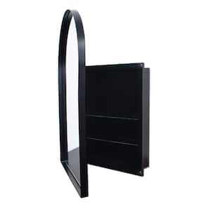 24 in. W x 36 in. H Arched Metal Medicine Cabinet with Mirror and Adjustable Shelves in Matte Black