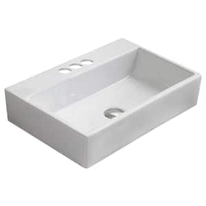 20.9 in. x 14.2 in. Rectangle Ceramic Bathroom Vessel Sink in White Enamel Glaze