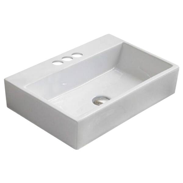 Unbranded 20.9 in. x 14.2 in. Rectangle Ceramic Bathroom Vessel Sink in White Enamel Glaze