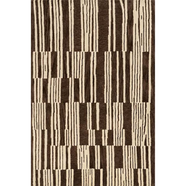 Tara Striped Wool Brown 9 ft. x 12 ft. Indoor/Outdoor Patio Rug